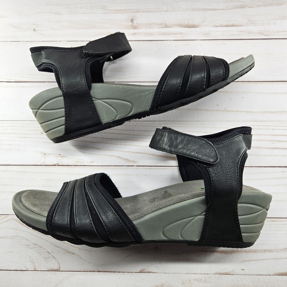 BareTraps Womens Boland Black‎ Ankle Strap Open Toe Wedge Sandals Size 11 - Picture 7 of 11